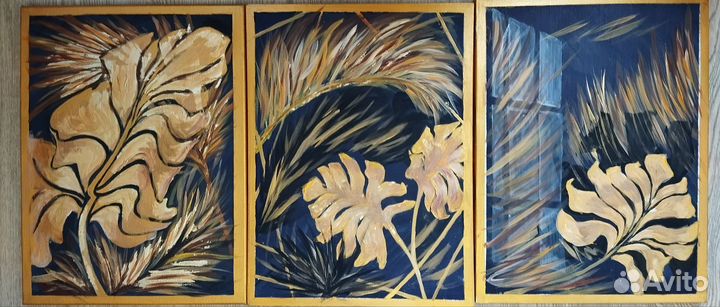 Картина акрилом на холсте Триптих