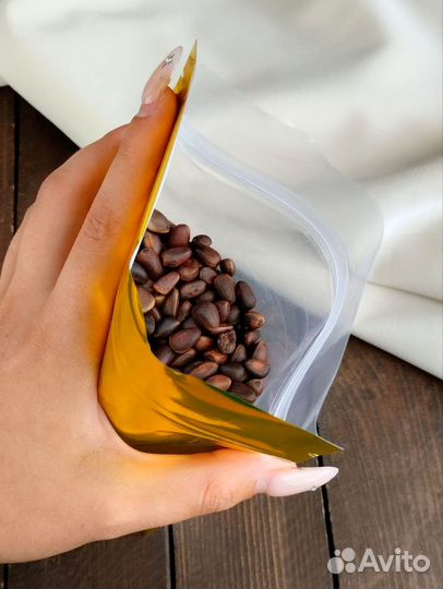 Пакет дой пак золотой с прозрачной стороной