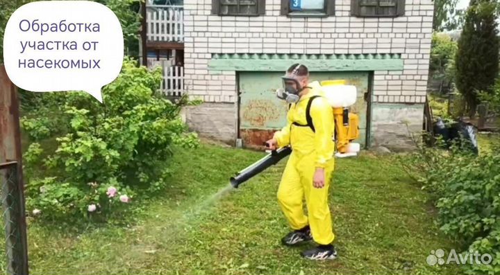 Покос травы триммером