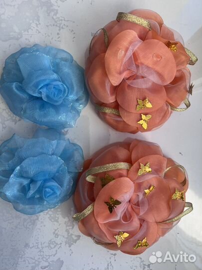 Резинки - бантики для волос, ручная работа