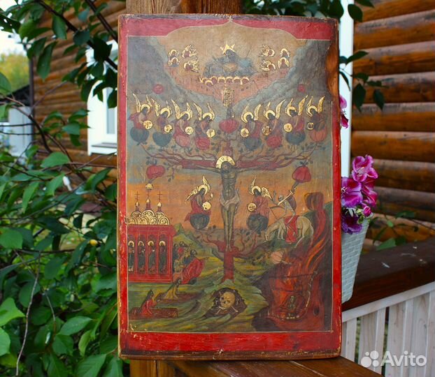 Старинная Икона Плоды Страданий Христовых 46*30*4