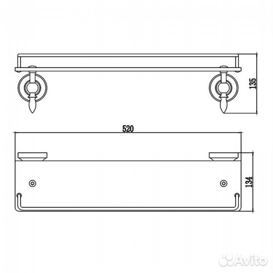 Полка стеклянная Savol S-06891B, золото