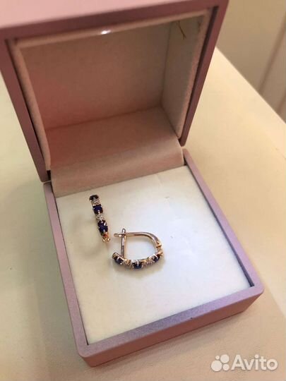 Золотые серьги сапфиры и бриллианты