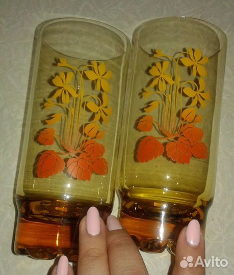 Стаканы с орнаментом (стекло), 2 шт