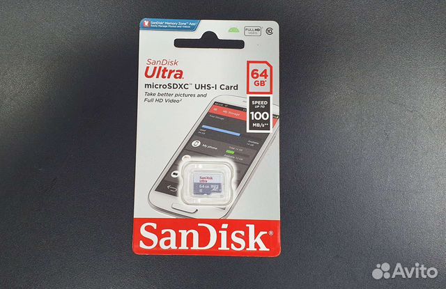 Карта памяти SanDisk microSD 64 гб UHS-I 100 Mb/s