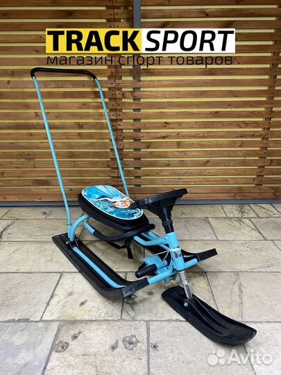 Снегокат детский со спинкой и толкателем