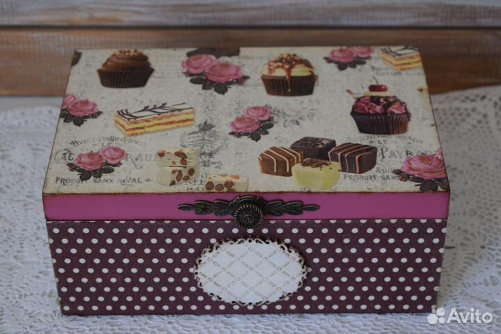 Чайная шкатулка и шкатулка в стиле шебби-шик