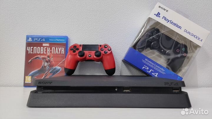 Sony PS4 Slim + 96 игр и 2 геймпада