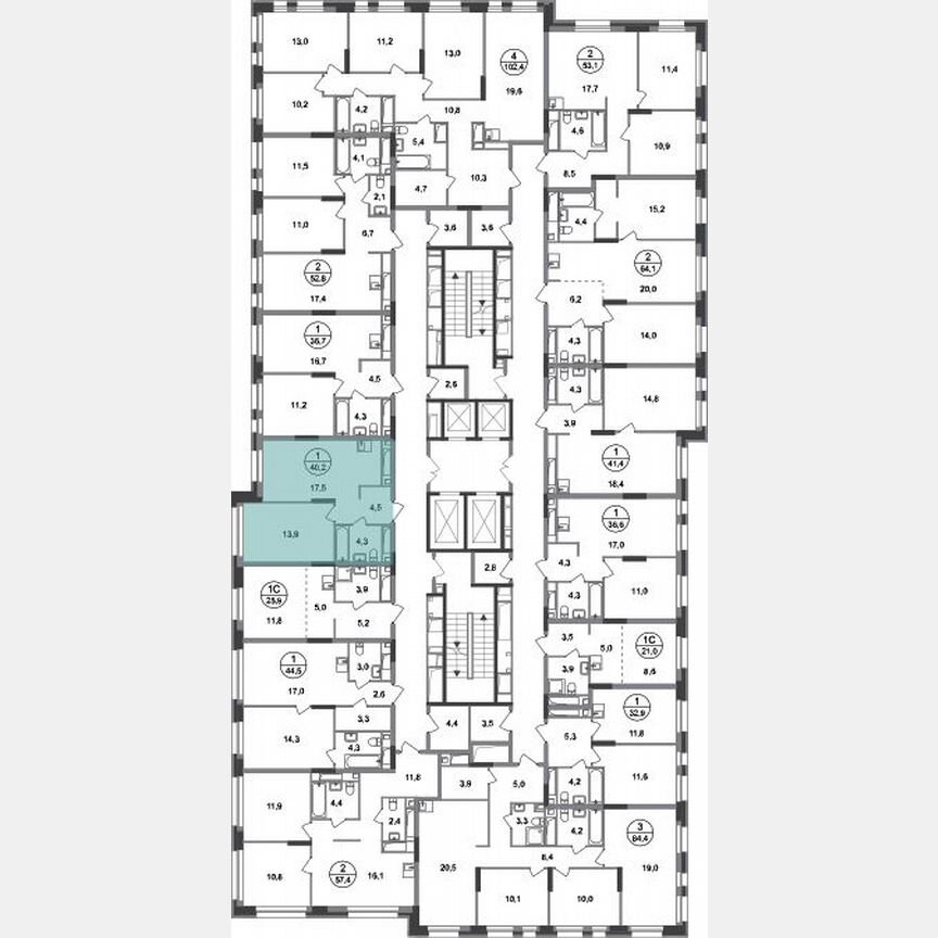 1-к. квартира, 40,2 м², 17/20 эт.