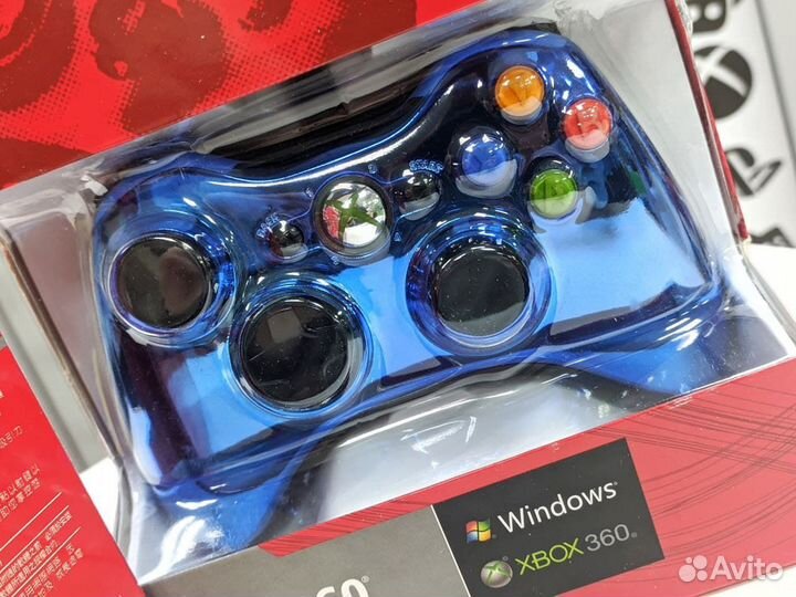 Геймпад xbox 360 Chrome Blue Проводной NeW