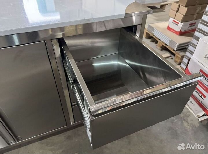 Стол-тумба из нержавейки с 3 ящиками