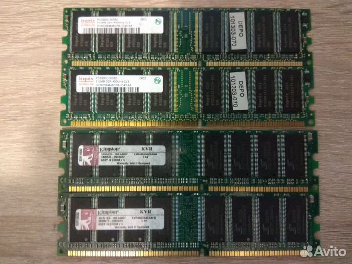 Оперативная память DDR PC3200 1GB 512 MB 256 MB
