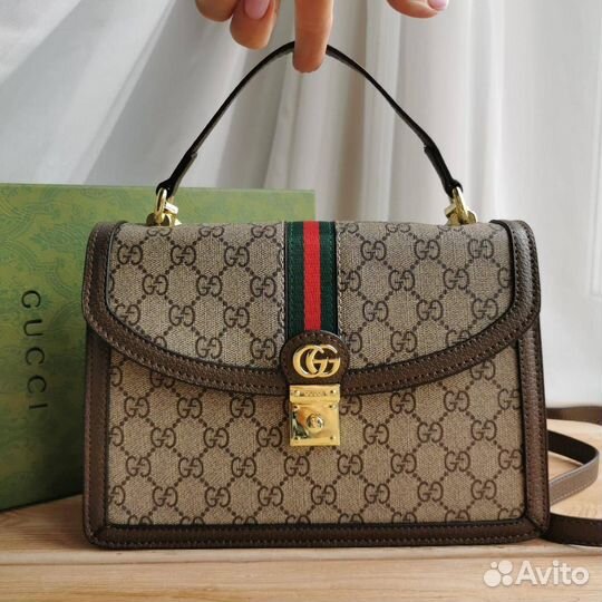 Сумка С Ручкой Gucci Из Канвы и Кожи