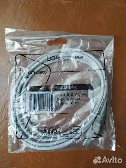 Провод USB 2.0 - A plug, B plug 1.8m