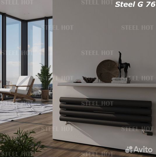 Горизонтальный дизайнерский радиатор Steel-Hot от