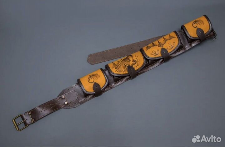 Патронташ 12 калибр кожа