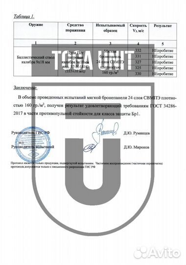 Комплект баллистики для бронежилета 6094