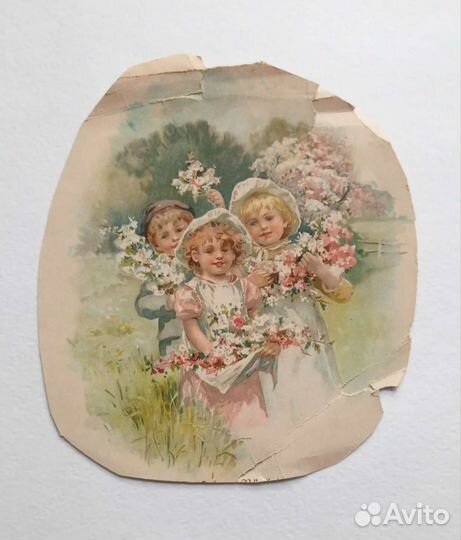 Литография в раме с детьми