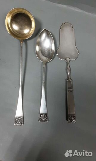 Антикварное столовое серебро половник ложка лопатк
