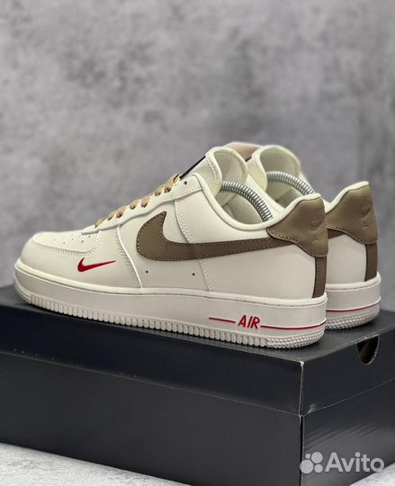 Кроссовки Nike Air Force 1 White Brown (Арт.26218)