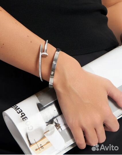 Браслеты картье гвоздь и love со стразами