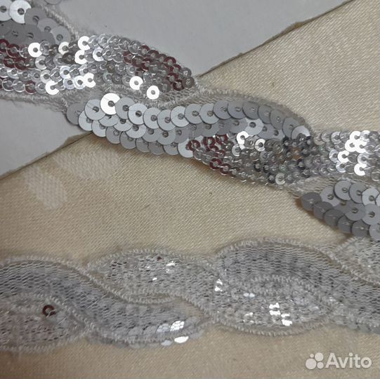 Тесьма - кружево с пайетками