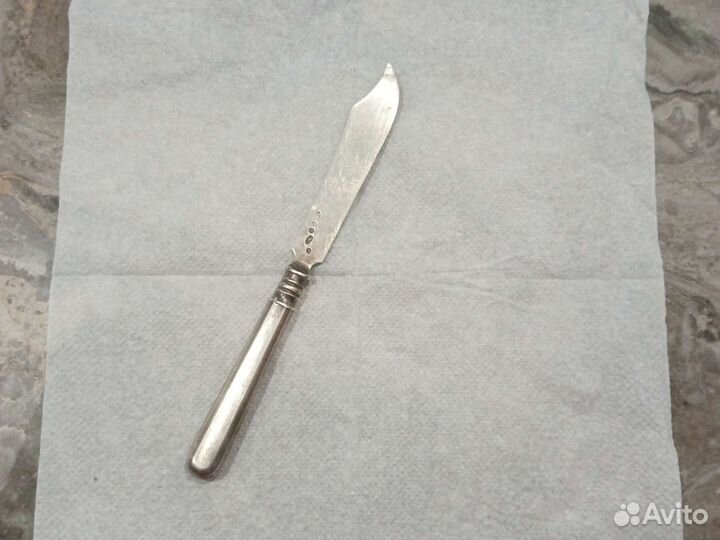 Нож десертный,старинный, серебряный