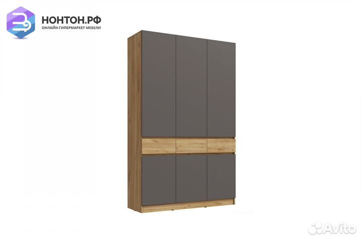 Шкаф 3-х створчатый Роджина дуб крафт / графит