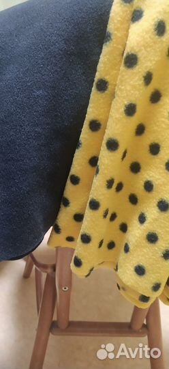 Ткань флисовая желтая в горох, черная, голубая