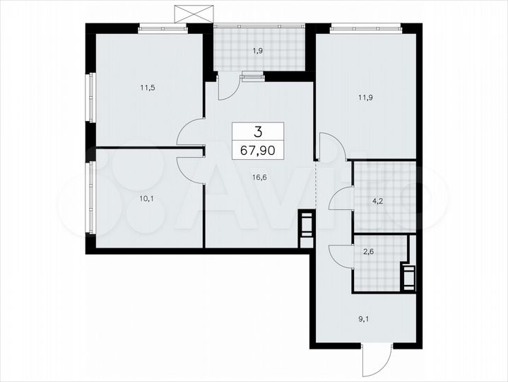 3-к. квартира, 67,9 м², 8/9 эт.