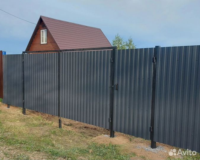 Забор 25 м из профнастила без предоплаты, под ключ