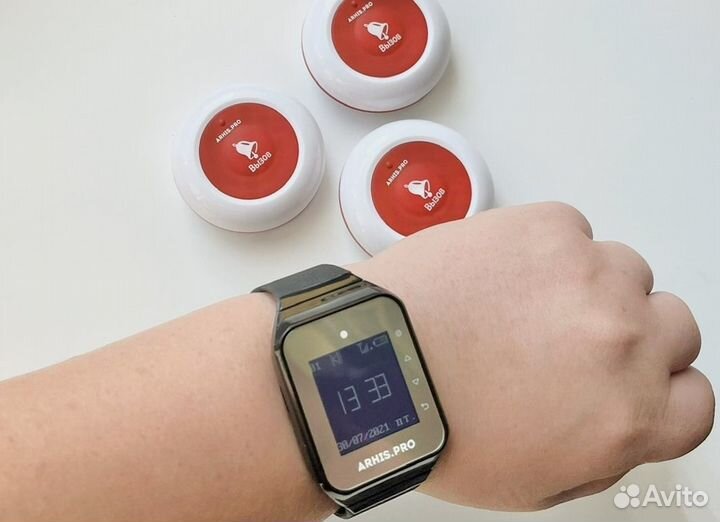 Комплект Премиум: кнопка вызова официанта и часы