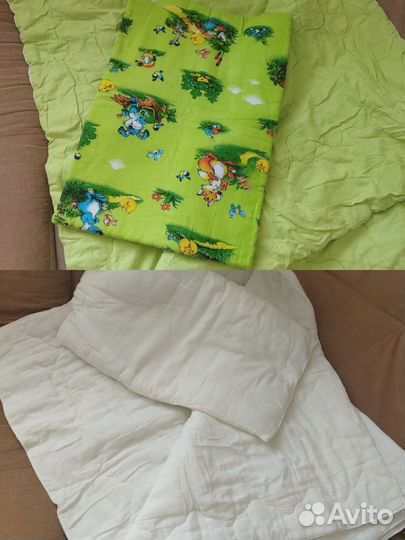 Детское одеяло и подушка в кроватку