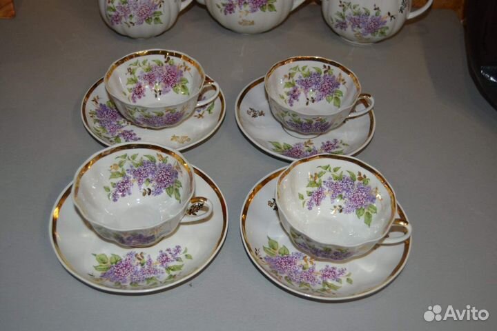 Сервиз сирень дулево и отдельные предметы