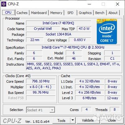 Процессор i7-4870hq