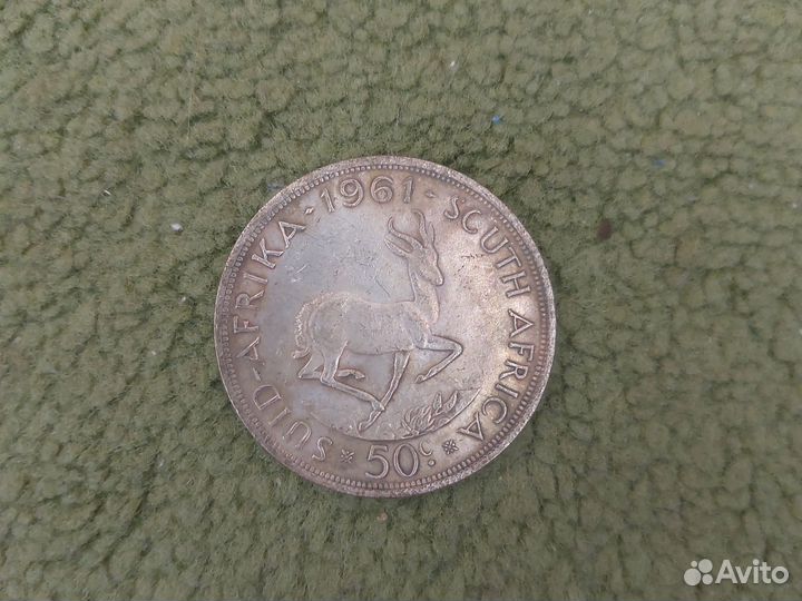 Монета 1961 50с scuth africa unity is strength