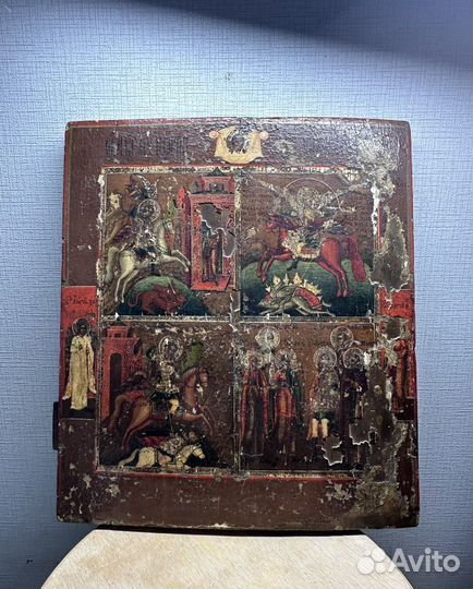 Икона Георгий, Михаил на коне, Дмитрий Солунский