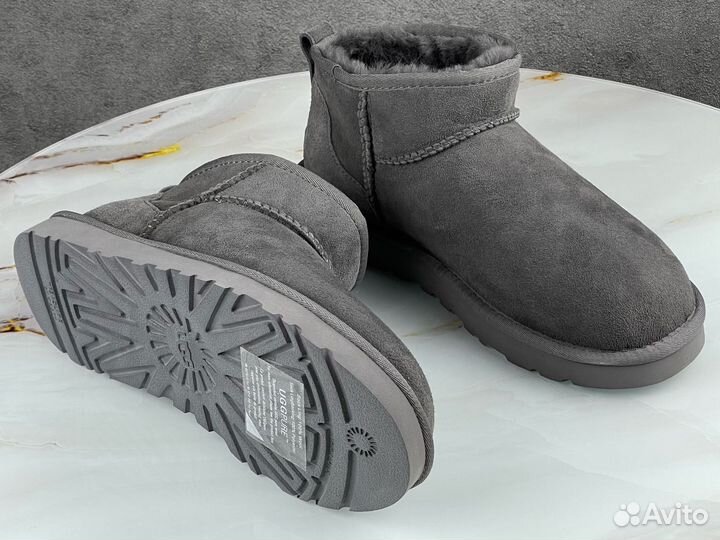 Ugg Classic Ultra Mini Grey угги женские зимние