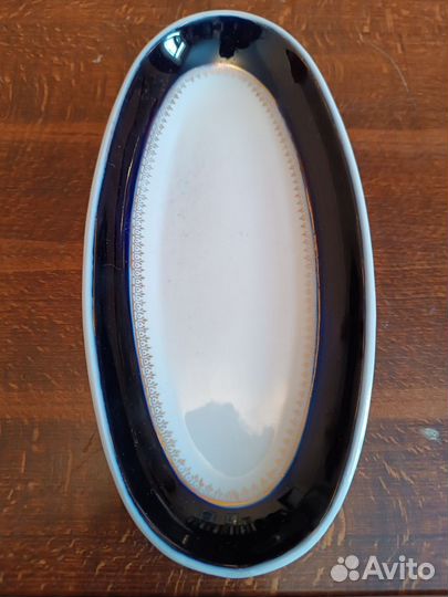 Селедочница, фарфор, кобальт,позолота. СССР