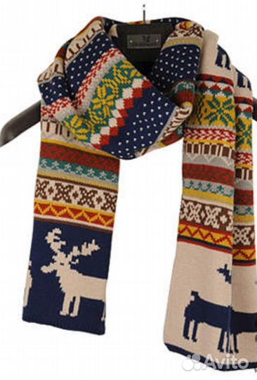 Шарф, с оленями, на Новый год