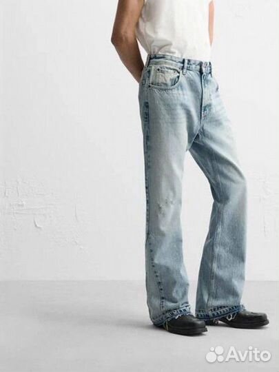 Джинсы zara flared zip
