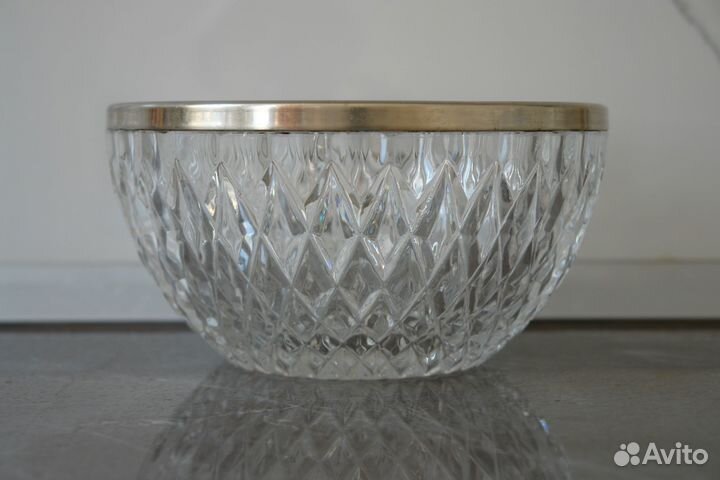 Хрустальная ваза с мельхиором