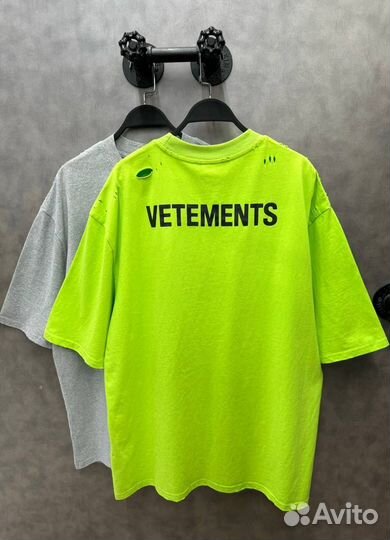 Футболка Vetements оверсайз неон наируках