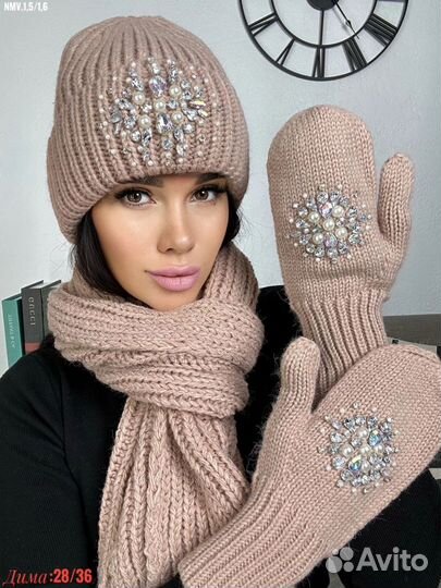 Шапка, шарф и варежки