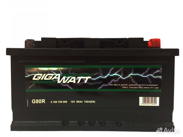 АКБ автомобильный Gigawatt G80R