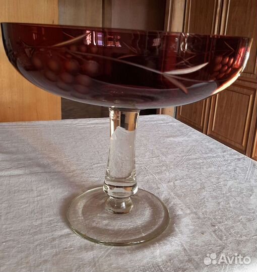Ваза для фруктов,марганцевое стекло,50-е.гг