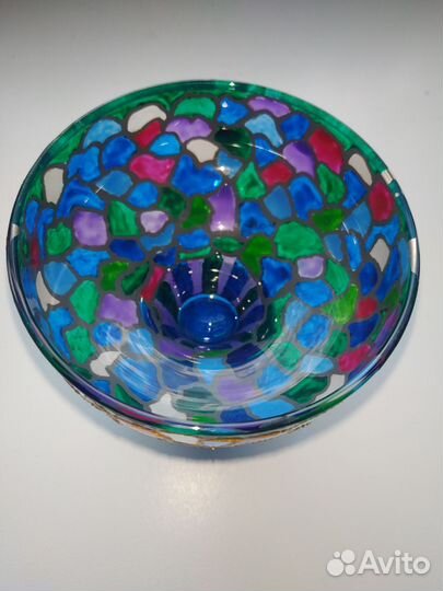 Вазочка, конфетница - витражная роспись