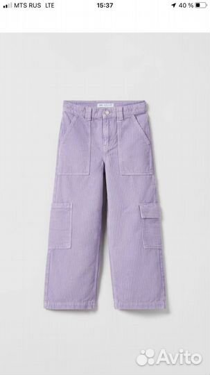 Вельветовые брюки Zara для девочки новые 128 см