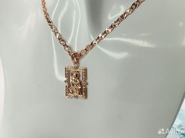 Цепочка на шею и подвес Владимирская Божия Матерь