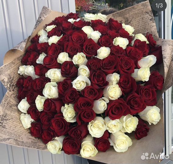 Букет из 101 крупной розы